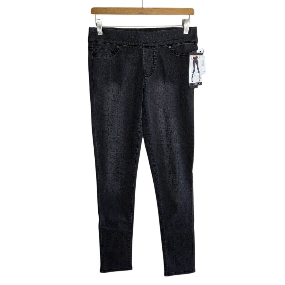 NWT Liverpool | Sienna Pull-on Legging Faded Black Reptile Foil Jeans Size 27/4